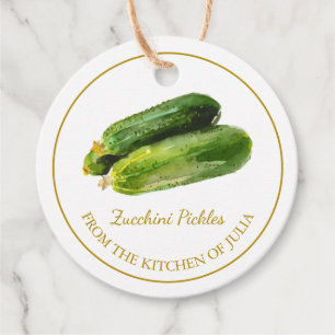 Eenvoudige zelfgemaakte courgette augurken hangen  bedankjes labels
