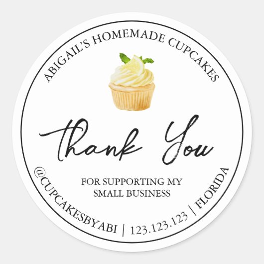 Eenvoudige zelfgemaakte cupcake dank je label (Voorkant)