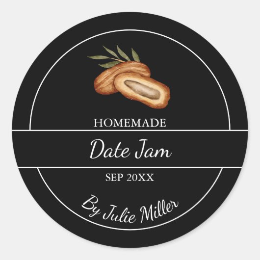 Eenvoudige zelfgemaakte datum Jam Label | Zwart (Voorkant)