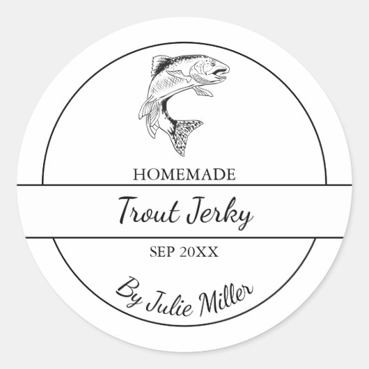 Eenvoudige zelfgemaakte forel jerky label (Voorkant)