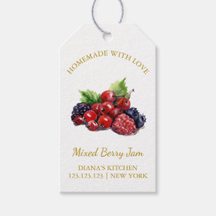 Eenvoudige zelfgemaakte gemengde Berry Jam Hang La Cadeaulabel