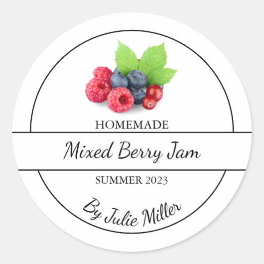 Eenvoudige zelfgemaakte gemengde Berry Jam Label (Voorkant)