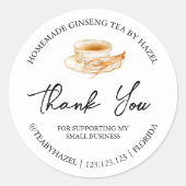 Eenvoudige zelfgemaakte ginseng wortelthee bedankt ronde sticker (Voorkant)