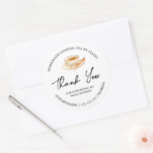 Eenvoudige zelfgemaakte ginseng wortelthee bedankt ronde sticker (Envelop)