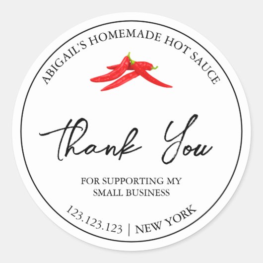 Eenvoudige zelfgemaakte Hot Chili Sauce Bedankt La Ronde Sticker (Voorkant)