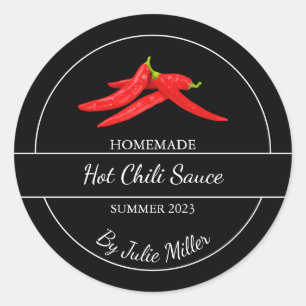 Eenvoudige zelfgemaakte Hot Chili Sauce Label