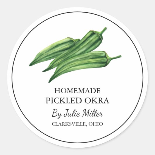 Eenvoudige zelfgemaakte ingelegde okra label (Voorkant)