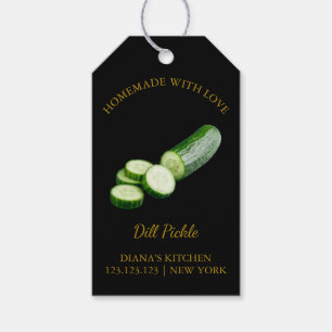 Eenvoudige zelfgemaakte komkommer dille augurk han cadeaulabel
