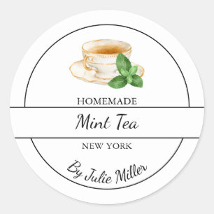 Eenvoudige zelfgemaakte Mint Tea Label