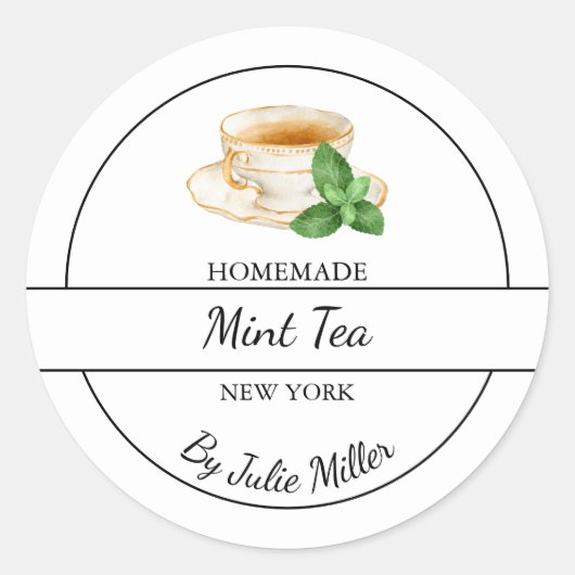 Eenvoudige zelfgemaakte Mint Tea Label (Voorkant)