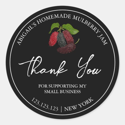 Eenvoudige zelfgemaakte Mulberry Jam Dank u Label (Voorkant)