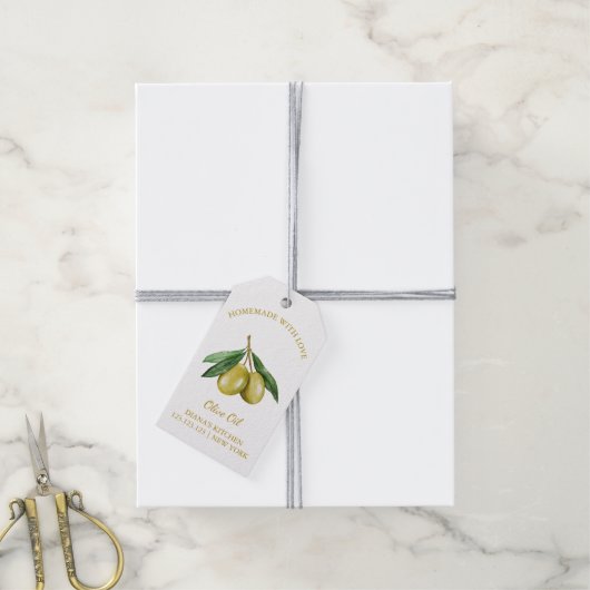 Eenvoudige zelfgemaakte Olijfolie Hang Label l Wit Cadeaulabel (Met Touw)