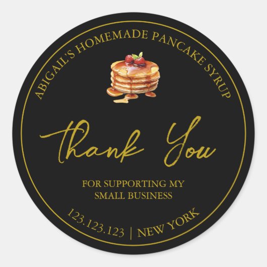 Eenvoudige zelfgemaakte pannenkoeksiroop Bedankt L Ronde Sticker (Voorkant)
