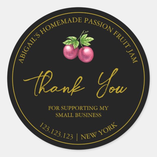 Eenvoudige zelfgemaakte passievrucht jam dank u la ronde sticker (Voorkant)