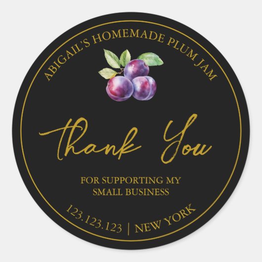 Eenvoudige zelfgemaakte Plum Jam Dank u Label (Voorkant)