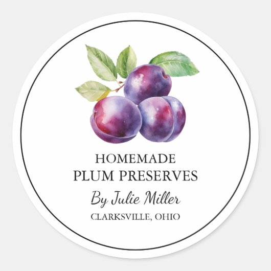 Eenvoudige zelfgemaakte pruim behoudt label (Voorkant)