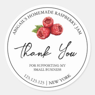 Eenvoudige zelfgemaakte Raspberry Jam Dank u Label