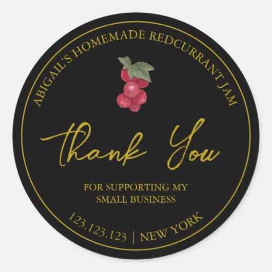 Eenvoudige zelfgemaakte Redcurrant Jam Bedankt Lab Ronde Sticker (Voorkant)