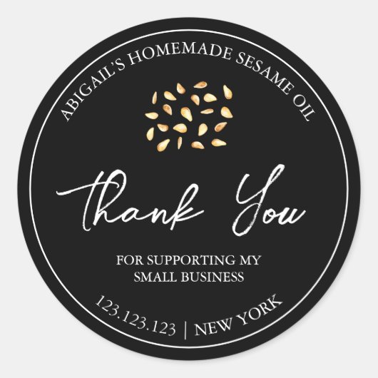 Eenvoudige zelfgemaakte sesamolie dank u label (Voorkant)