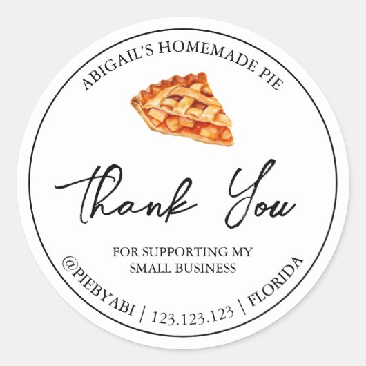 Eenvoudige zelfgemaakte taart dank u label (Voorkant)