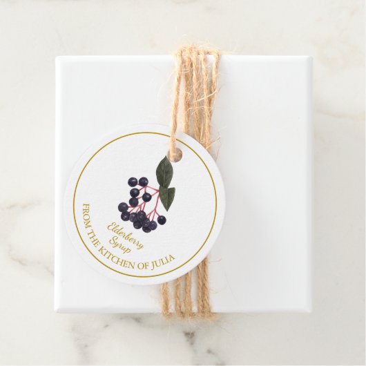 Eenvoudige zelfgemaakte vlierbessenstroop Hang Lab Bedankjes Labels (In situ)