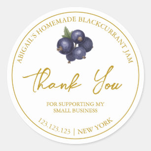 Eenvoudige zelfgemaakte zwarte bessen jam dank u l ronde sticker