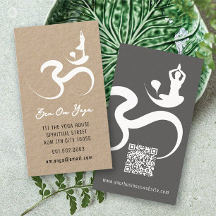 Eenvoudige Zen Yoga Om Calligrafie Silhouet Set Visitekaartje