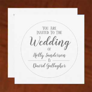 Eenvoudige Zilver Grey & White Wedday Kaart