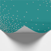 Eenvoudige zilverConfetti boven Blauwgroen feestel Cadeaupapier (Hoek)