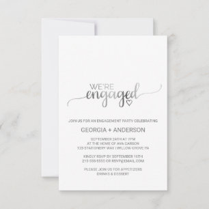 Eenvoudige Zilverfolie Kalligrafie Verloving Feest RSVP Kaartje