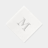 Eenvoudige zilverfolie Monogram Papieren Servet (Rechts)
