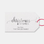Eenvoudige zilverkalligrafie kerst cadeaulabel (Voorkant (Horizontaal))