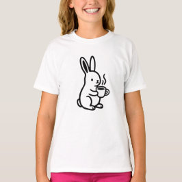 Eenvoudige Zittende Konijn Koffie Kunst T-shirt
