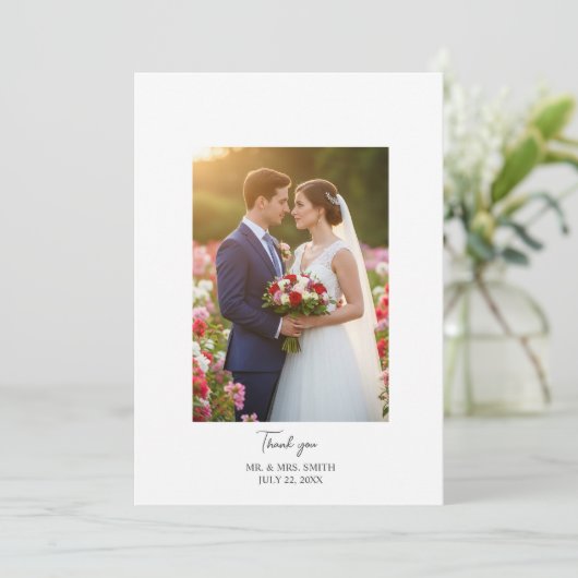 Eenvoudige zoete bruiloft Flat Custom Dank u kaart (Staand voorkant)