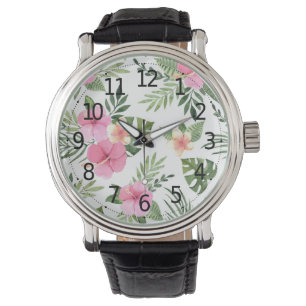 Eenvoudige zomer tropische bloemen MANNEN Horloge