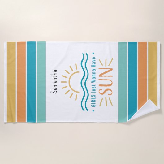 Eenvoudige Zon Oceaan Golven Persoonlijk Strandlaken (Voorkant)