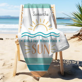 Eenvoudige Zon Oceaan Golven Persoonlijk Strandlaken