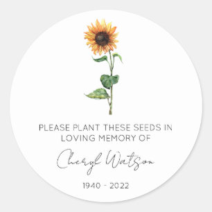 Eenvoudige zonnebloem-herdenkingspakket ronde sticker