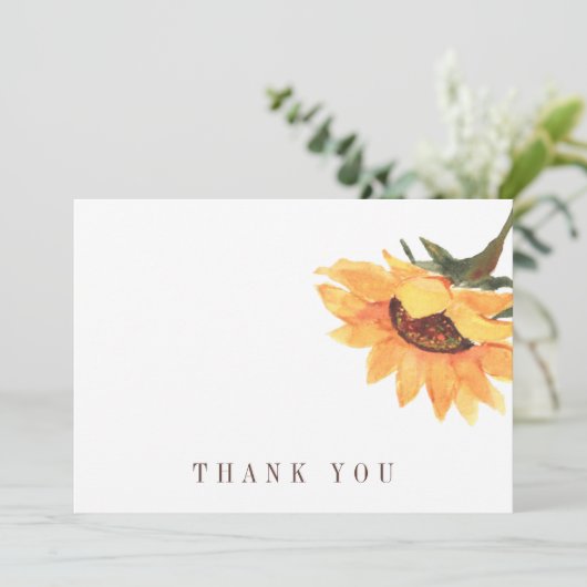 Eenvoudige Zonnebloem II begrafenis Dank u Bedankkaart (Staand voorkant)