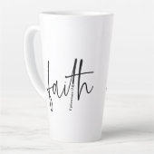 Eenvoudige zwart geloof bijbel verse kalligrafie t latte mok (Linkerhoek)