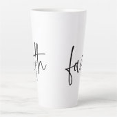 Eenvoudige zwart geloof bijbel verse kalligrafie t latte mok (Voorkant)