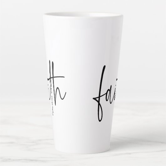 Eenvoudige zwart geloof bijbel verse kalligrafie t latte mok (Voorkant)