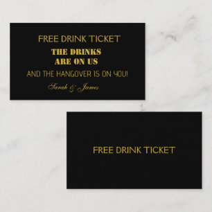 Eenvoudige zwart & gouden bruiloft Drink Ticket Vo