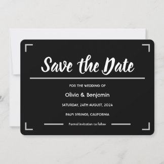 Eenvoudige zwart handgeschreven script bruiloft save the date