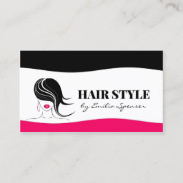 Eenvoudige zwart & roze design lay-out haarstylist visitekaartje