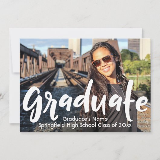 Eenvoudige zwart-wit Afstudeerder aankondiging w / (Voorkant)