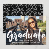 Eenvoudige zwart-wit Afstudeerder aankondiging w / (Voorkant / Achterkant)