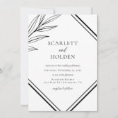 Eenvoudige zwart-wit blad bruiloft kaart (Voorkant)