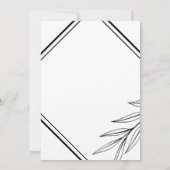 Eenvoudige zwart-wit blad bruiloft kaart (Achterkant)
