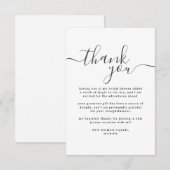 Eenvoudige zwart-wit bruids douche bedankkaart (Voorkant / Achterkant)